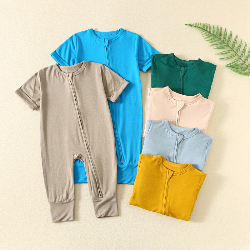 Cotton Baby Onesies Zipper - 소메니(Somenie) INS 스타일의 아기용 대나무 섬유