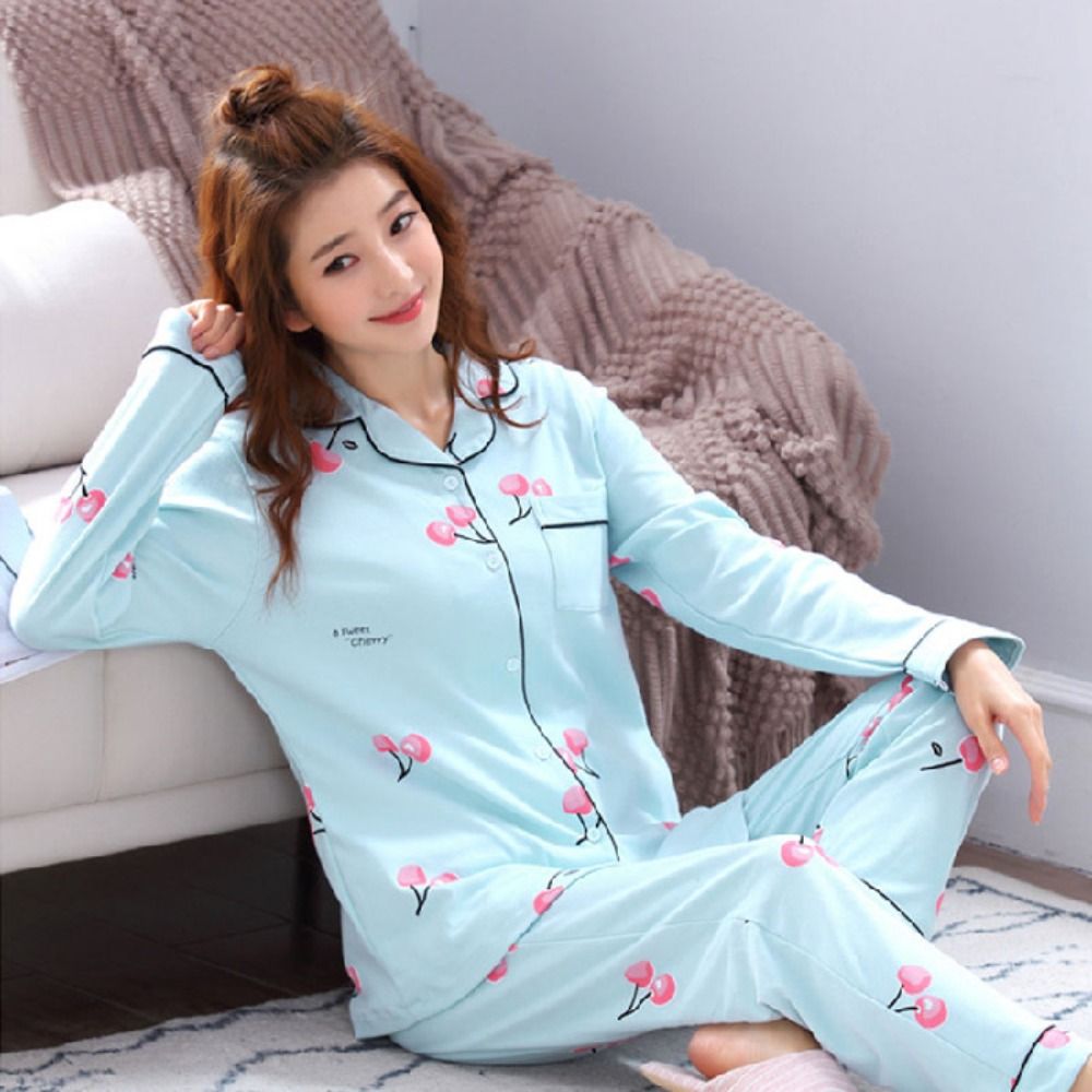 긴팔 여성용 투피스 잠옷 루즈핏 면 소재 파자마 세트  - Maternity Wear 리뷰 및 가격