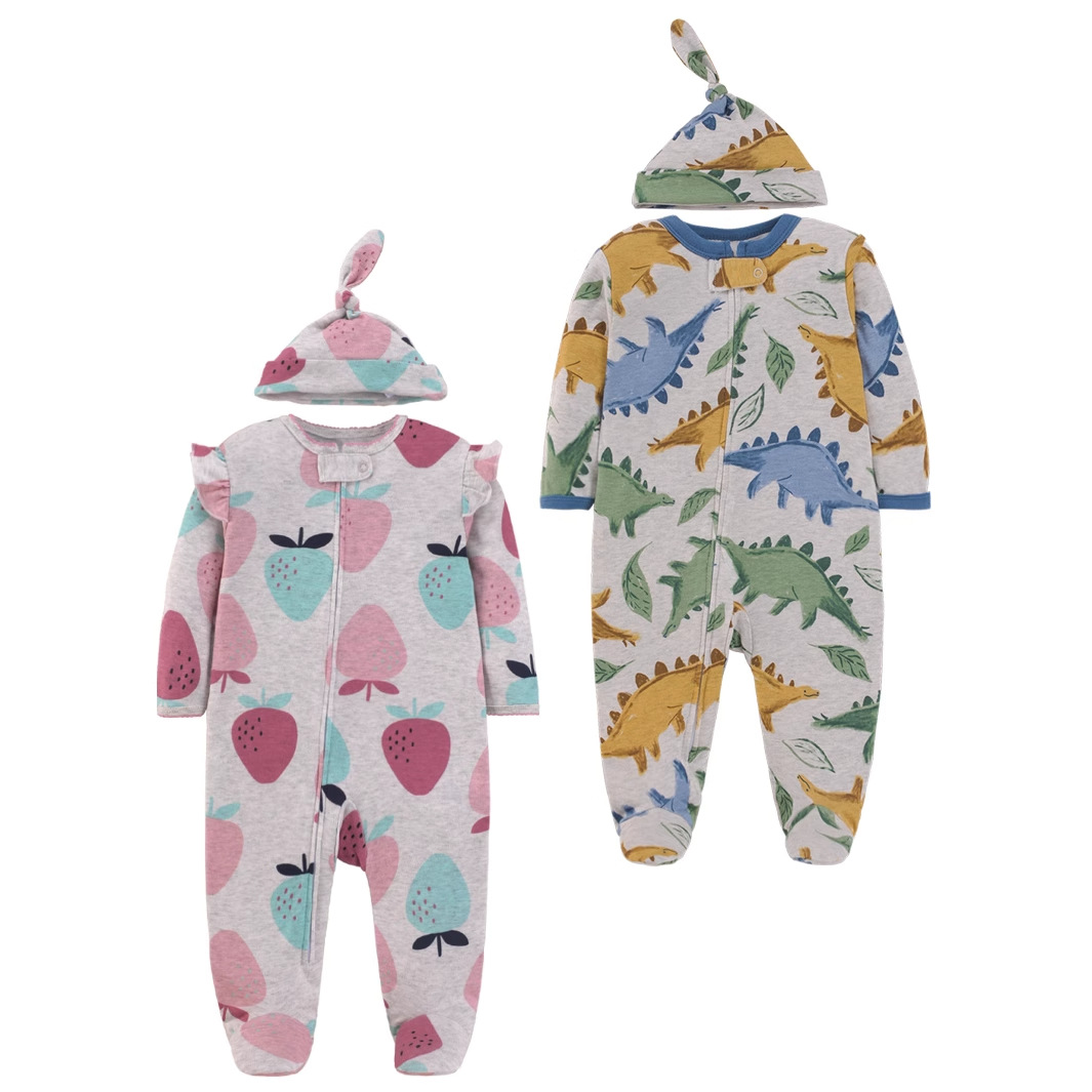 신생아 순면 롬퍼 파자마 만화 프린트 원지 긴팔 지퍼  - Cotton Baby Onesies Zipper 리뷰 및 가격