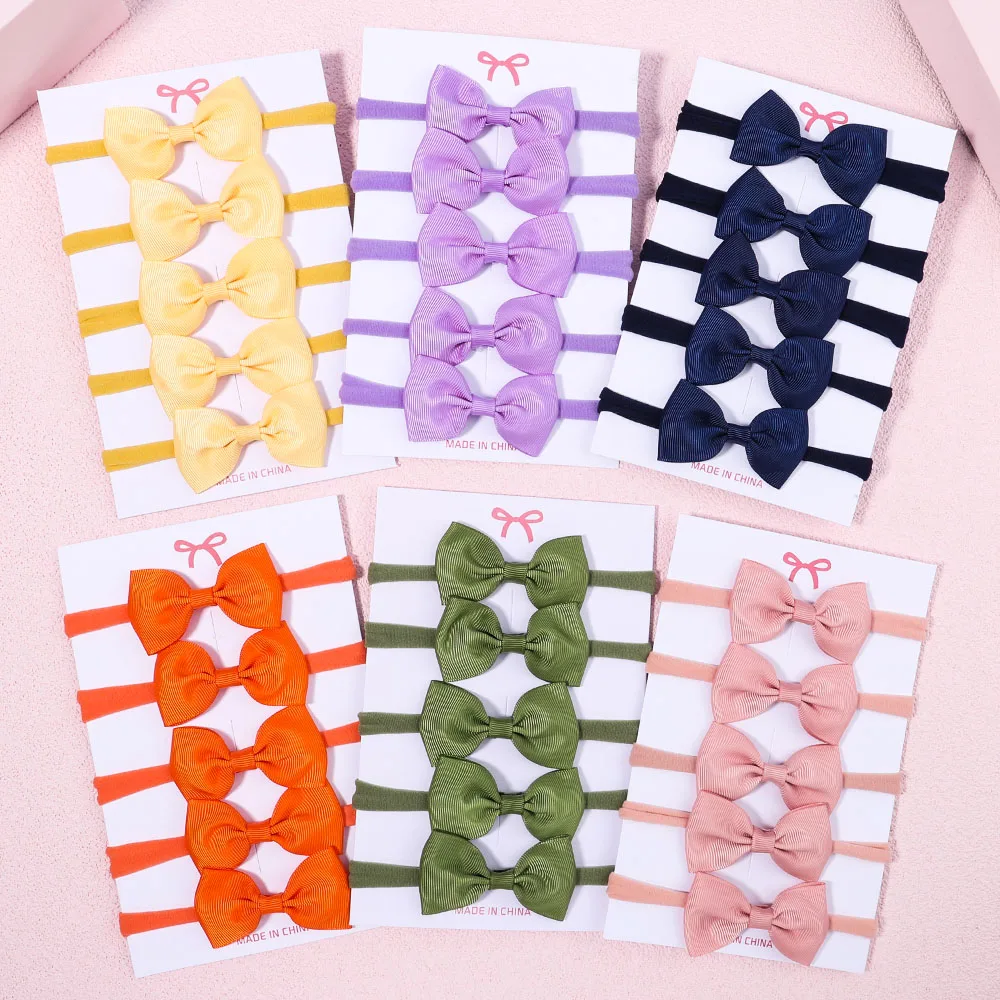 5 개/대 여자 솔리드 컬러 Bowknot 머리띠 아기 - Baby Gear 리뷰 및 가격