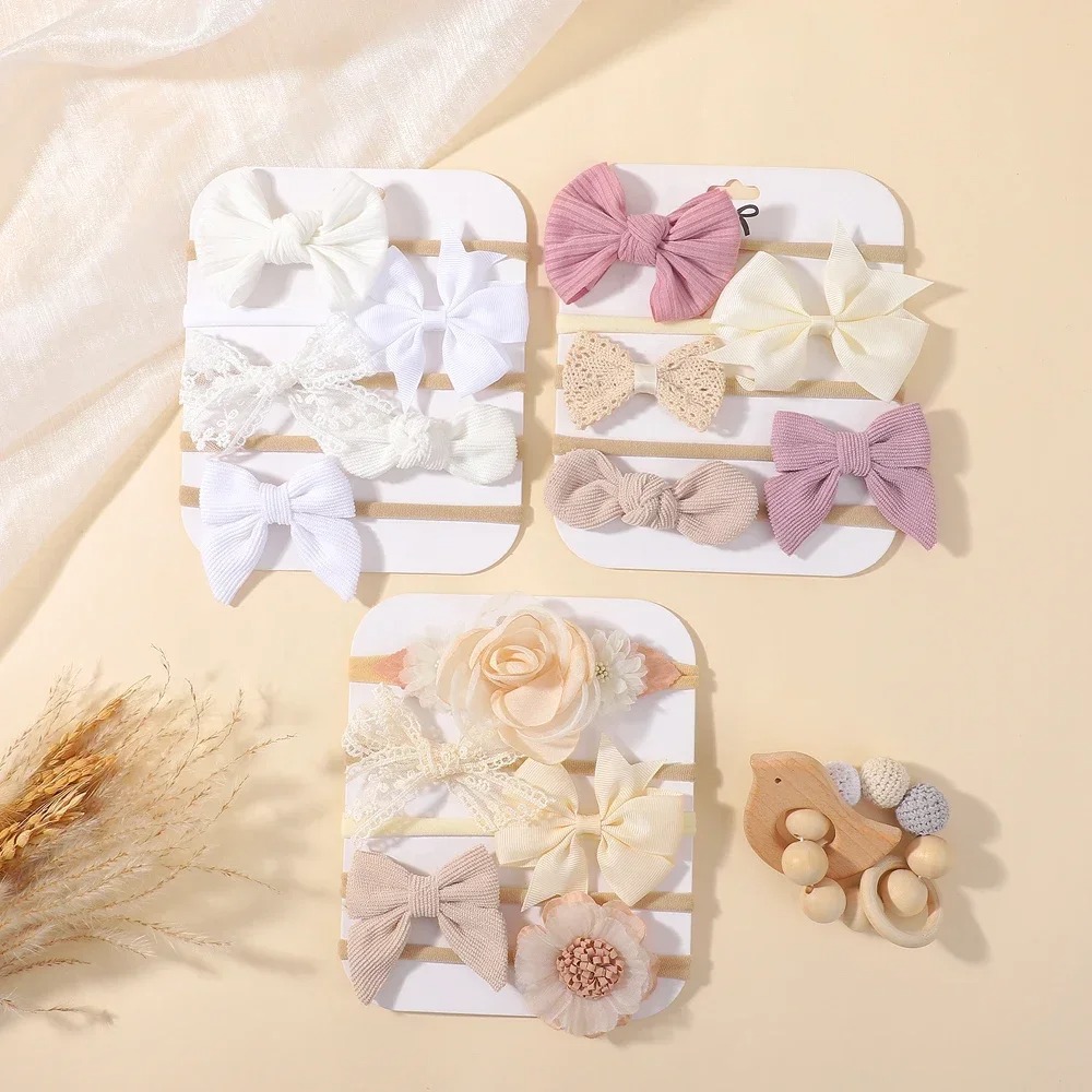 5Pcs 아기 꽃 레이스 활 머리띠 탄성 나일론 신생아 - Baby Gear 리뷰 및 가격