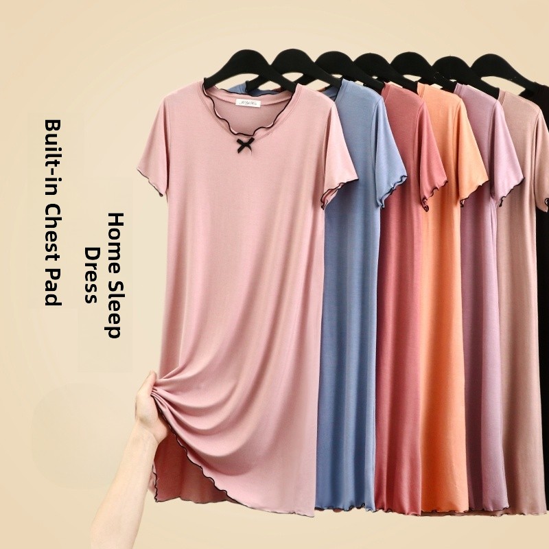 모달 수면 드레스 여성 여름 짧은 소매 무릎 길이 나이 - Maternity Wear 리뷰 및 가격
