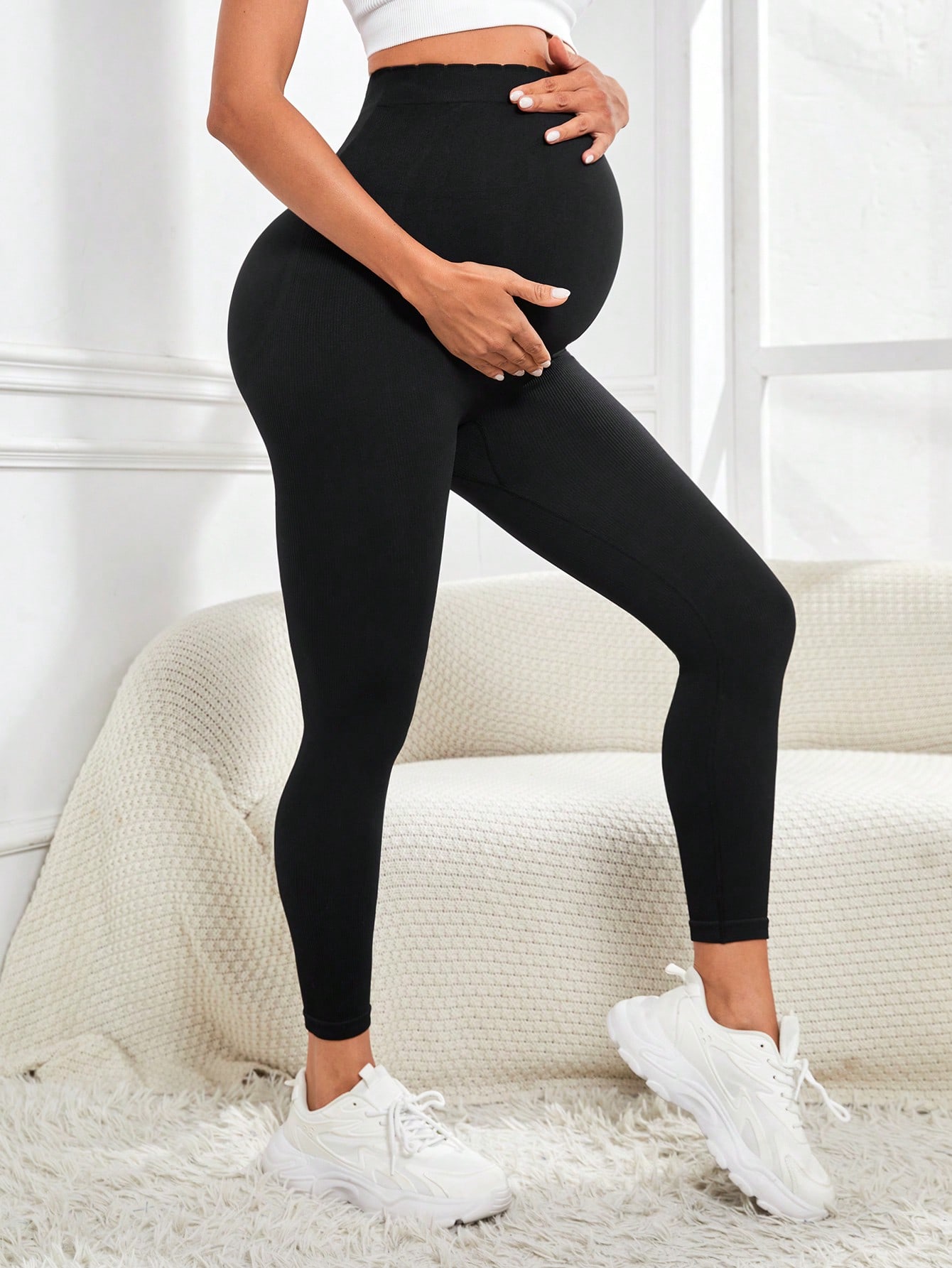 배 위의 여성용 출산 레깅스 임신 활동적인 착용 운동  - Maternity Wear 리뷰 및 가격