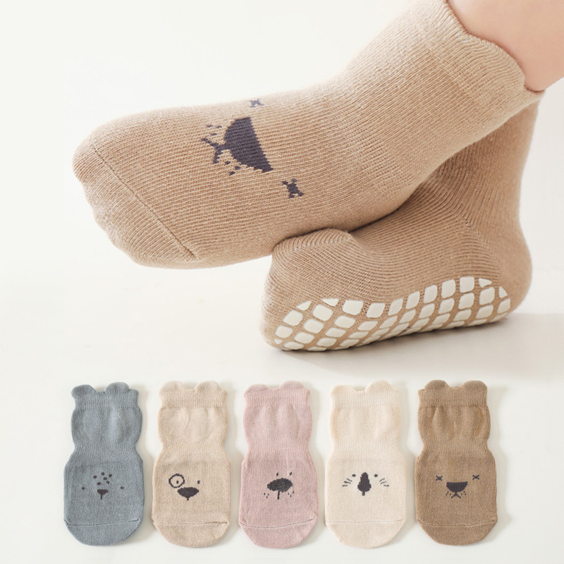 3/5 쌍 아기 사랑스러운 동물 패턴 미끄럼 방지 바닥 - Unisex Baby Socks Non Slip 리뷰 및 가격