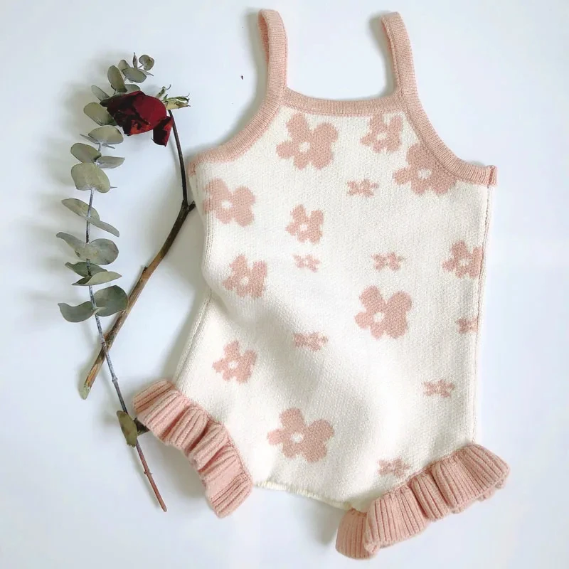 가을 신생아 소녀 바디수트, 민소매 얇은 니트 꽃 프린 - Newborn Baby Girl Romper Floral 리뷰 및 가격