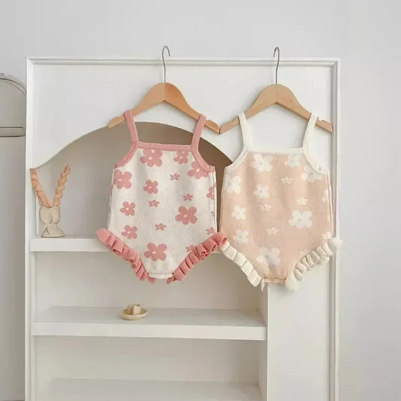 가을 신생아 소녀 바디수트, 민소매 얇은 니트 꽃 프린 - Newborn Baby Girl Romper Floral 리뷰 및 가격