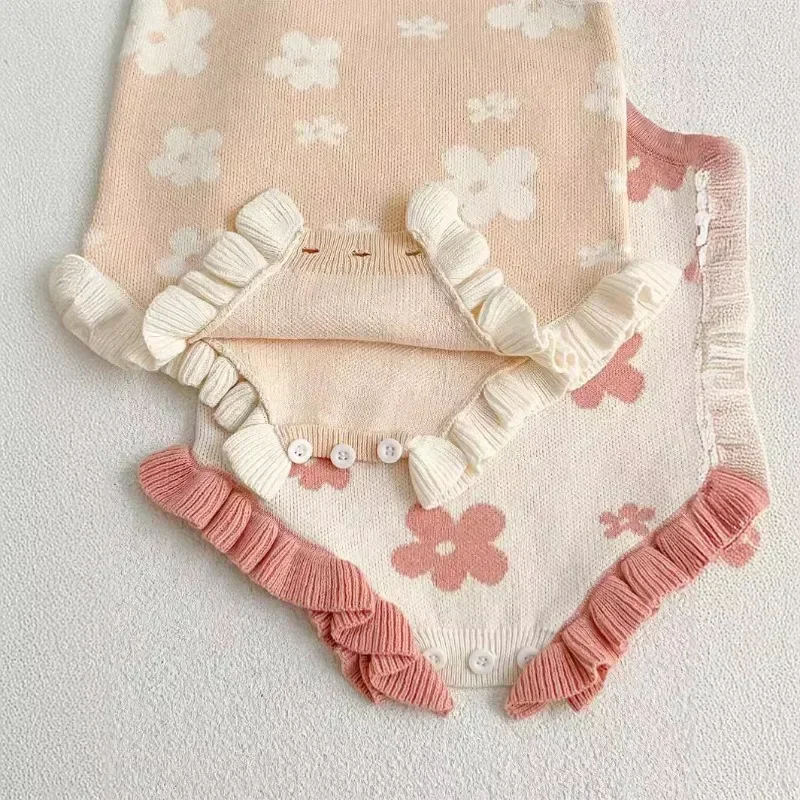 가을 신생아 소녀 바디수트, 민소매 얇은 니트 꽃 프린 - Newborn Baby Girl Romper Floral 리뷰 및 가격